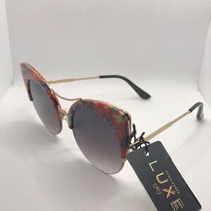 Luxe Retro Cat Eye Floral Pattern Sunglasses